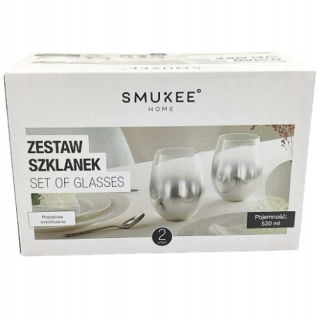 SMUKEE Súprava dvoch pohárov GLAMOUR 2 x 560 ml striebro 794
